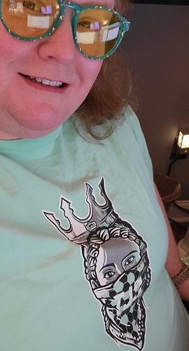 Customer photo review of Glory Days Apparel - Queen CLT Bandana Mint T-Shirt