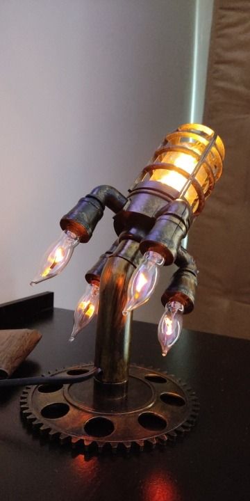 Customer photo review of Steampunk Rocket Lamp