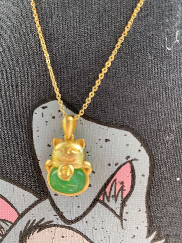 Customer photo review of pendentif chat et pierre de jade