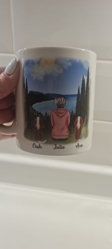Customer photo review of Girl & Dogs - Life is better with a dog Personalised Mug