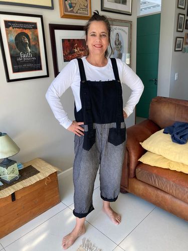 Customer photo review of Denim Cotton Women Plaid Stitching Overalls Dungarees Jumpsuit