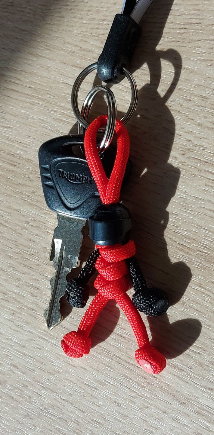 Customer photo review of Black Red Biker Buddy Paracord Keychain