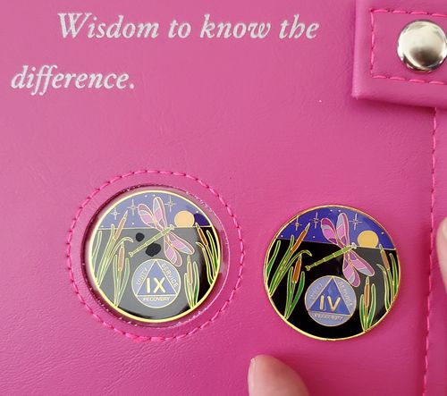 Customer photo review of 1 to 60 Year Dragonfly 9th Step Specialty AA Recovery Medallion - Tri-Plated Chip/Coin