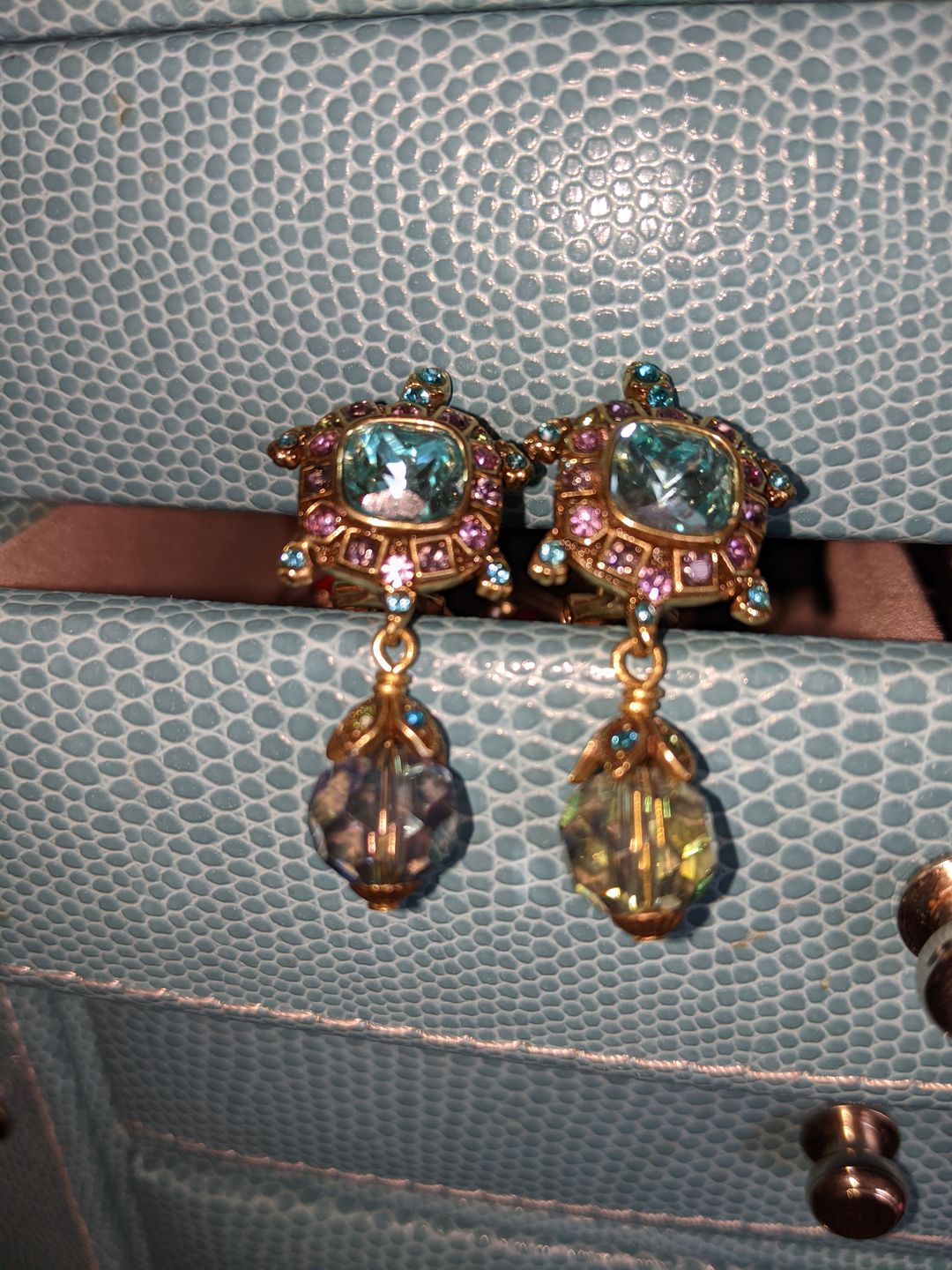 Customer photo review of HEIDI DAUS®"Turtle-y Fabulous" Beaded Crystal Turtle Petite Drop Earring
