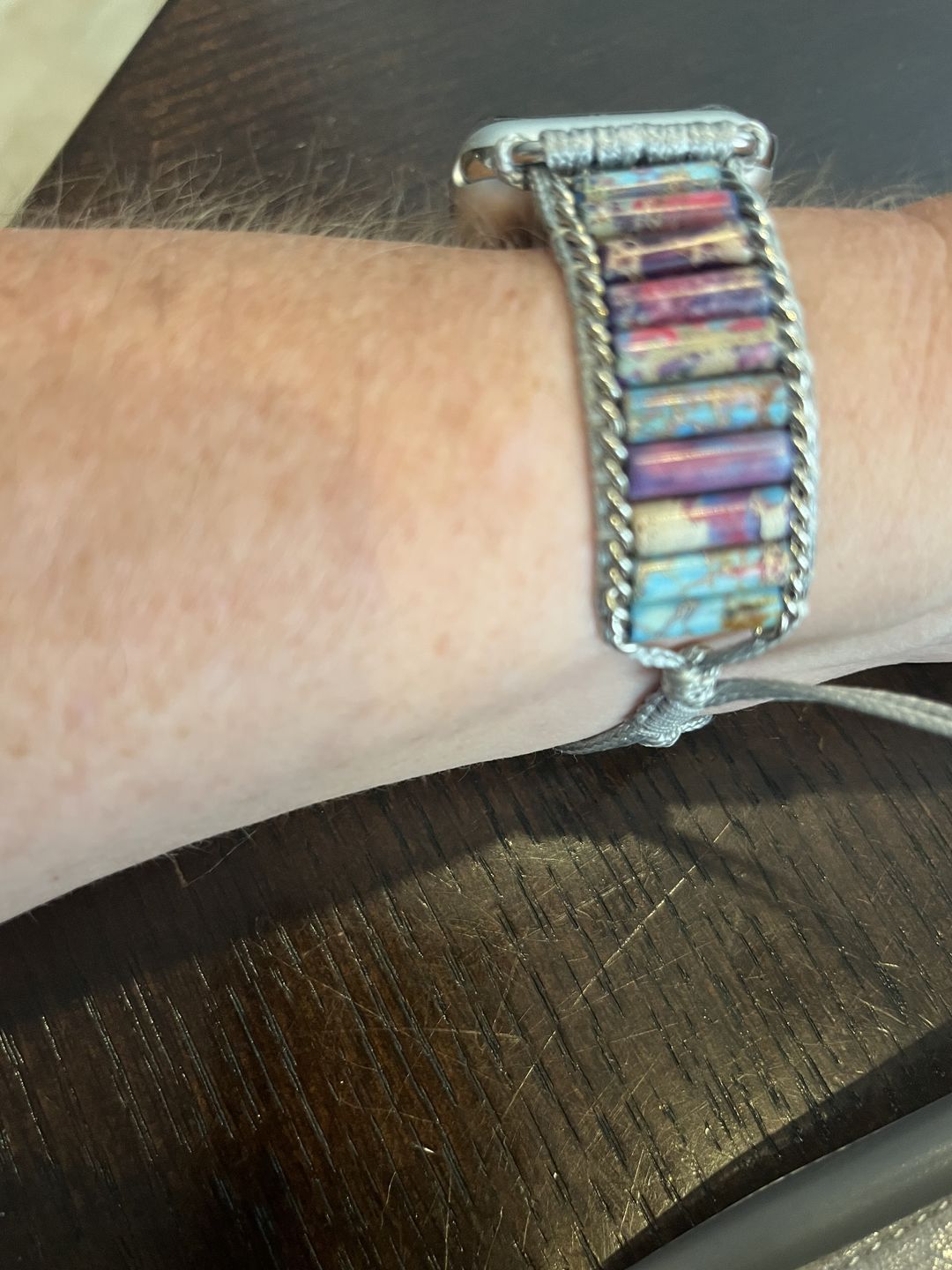 Customer photo review of Serene Imperial Jasper Apple Watch Strap