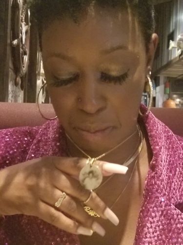 Customer photo review of Engraved Photo Necklace