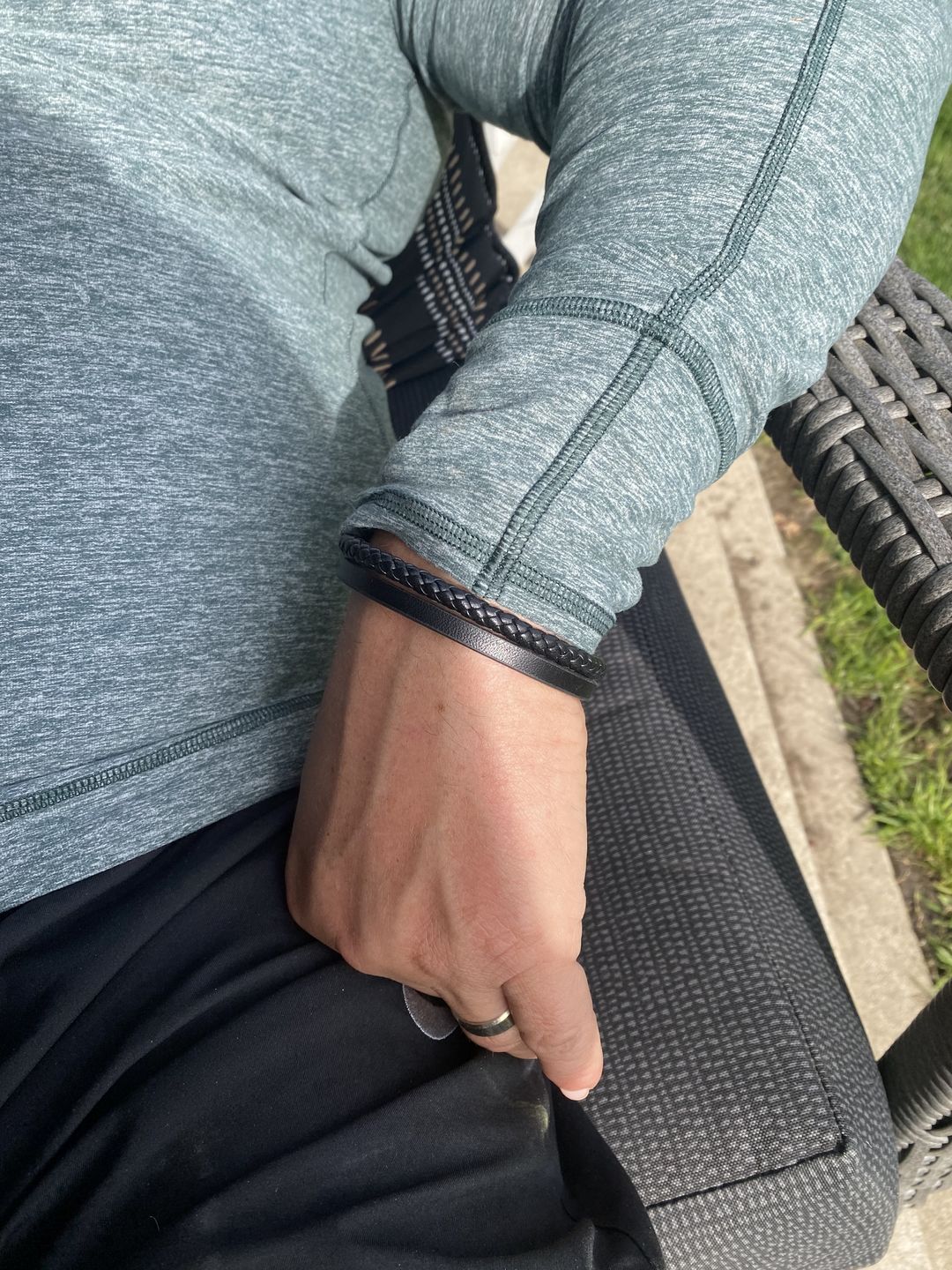 Customer photo review of Double Strand Engravable Leather Bracelet