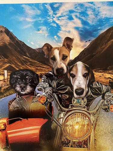Customer photo review of 'Harley Wooferson' Personalized 2 Pet Standing Canvas