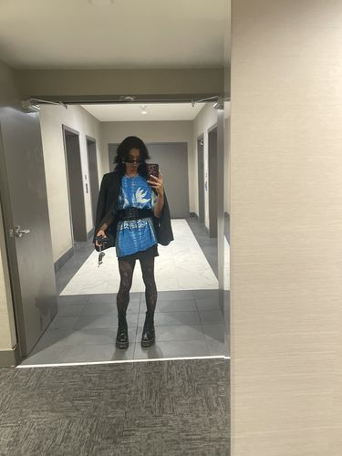 Customer photo review of Lace Up Zip Back Cross Corset Belt