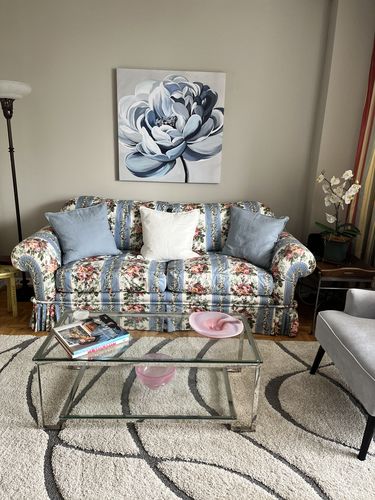 Customer photo review of 'Blue Bloom' Framed Canvas