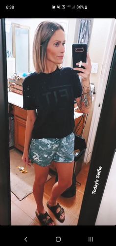Customer photo review of Salty Savage™ Unisex “FIT Fuck, I'm Tired” Tee | Black on Black