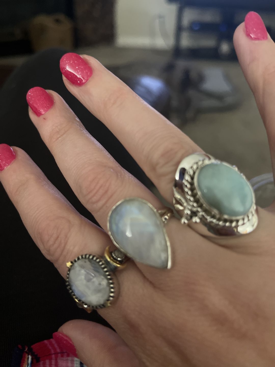 Customer photo review of Larimar Sterling Silver Boho Ring for Women