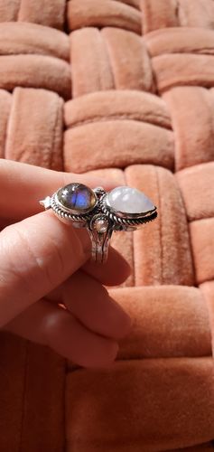 Customer photo review of Celestial Moonstone and Labradorite Silver Ring