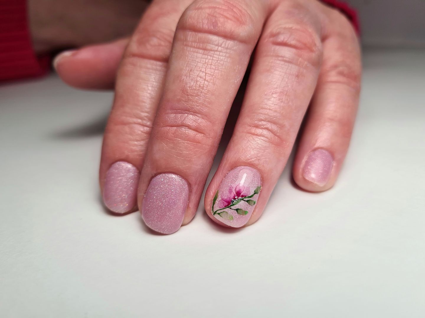 Customer photo review of Semilac 319 Shimmer Dust Pink UV Gel Polish 7ml