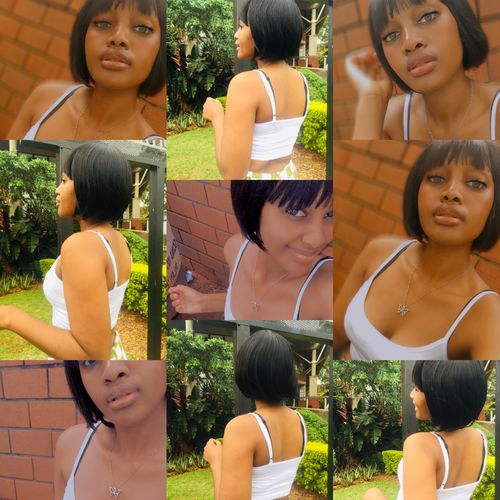 Customer photo review of 11a Peruvian wig with full bangs (fringe)