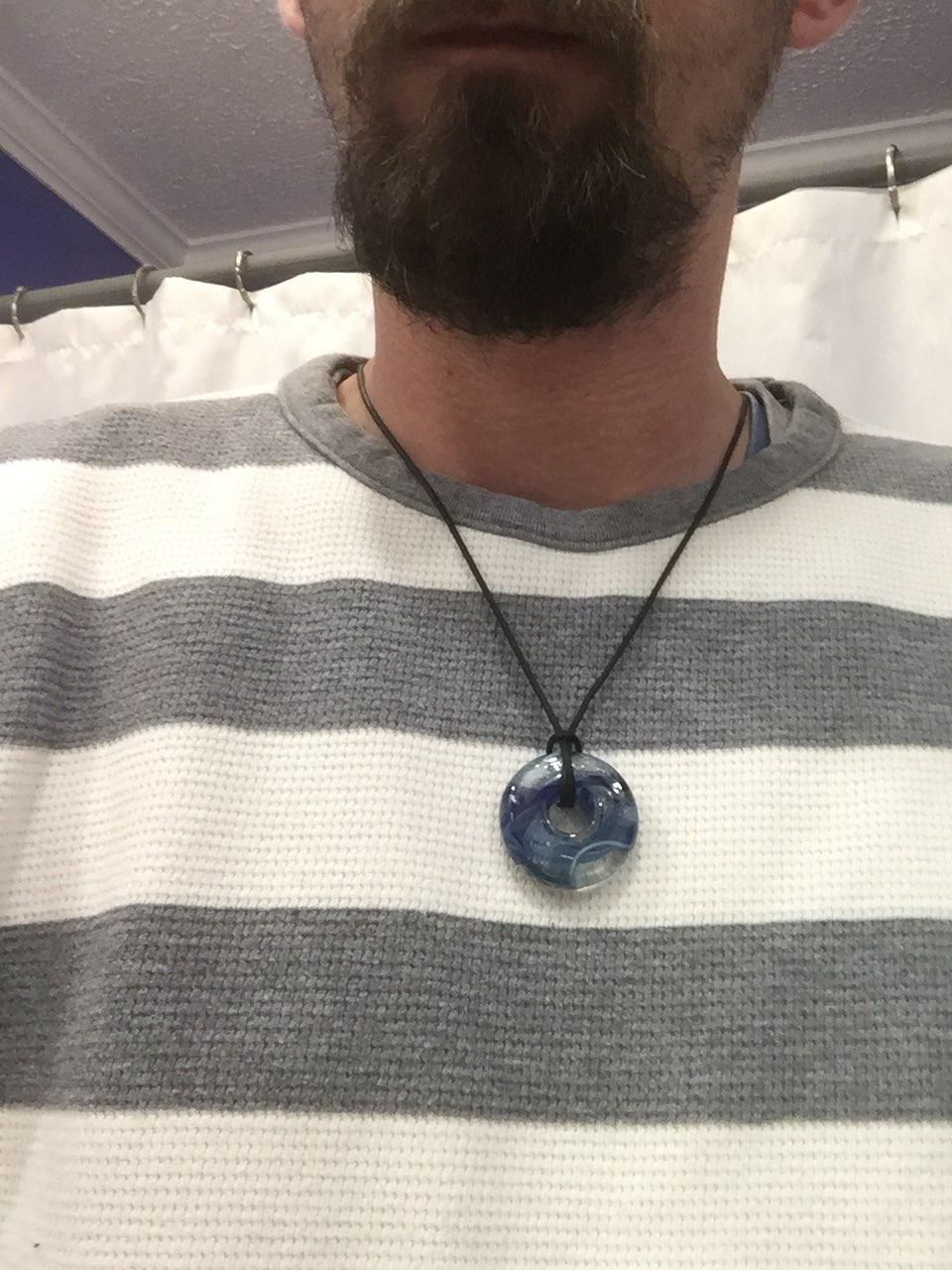 Customer photo review of Taffy Confetti Halo Pendant with Infused Cremation Ashes