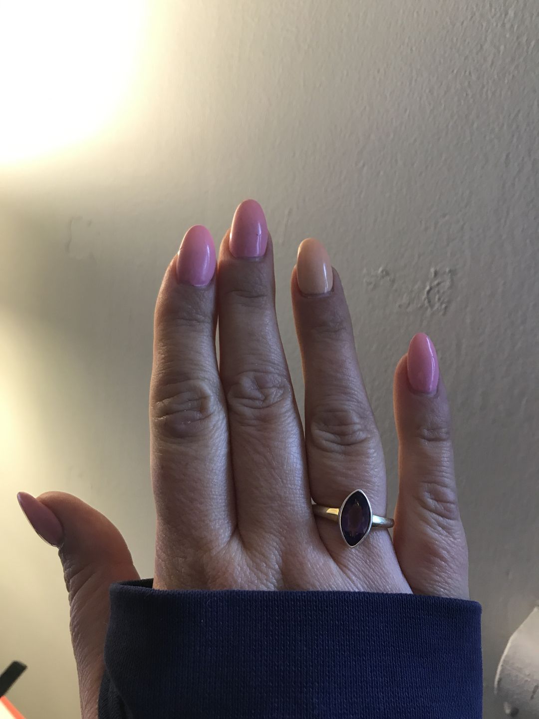 Customer photo review of Surf Moon Solitaire Ring with Amethyst