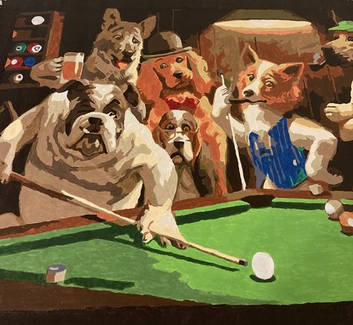 Customer photo review of Dogs Playing Pool - Paint by Numbers