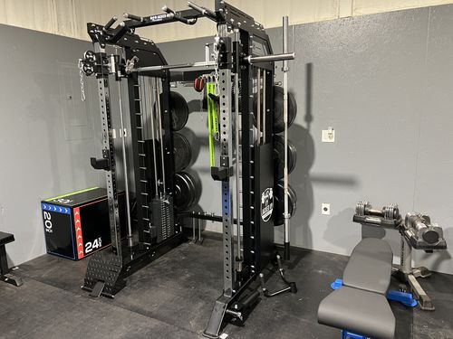 Customer photo review of Jacked Up Power Rack PRO Cage Functional Trainer Cable Crossover Home Gym w/ Smith Machine