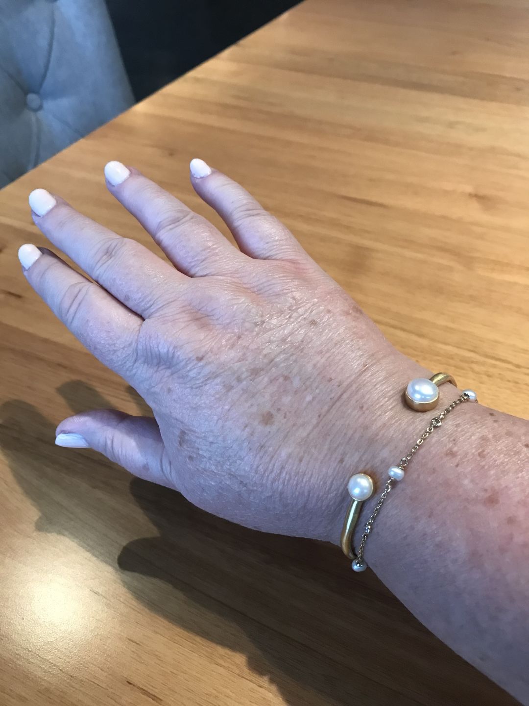 Customer photo review of DOUBLE PEARL CUFF - GOLD