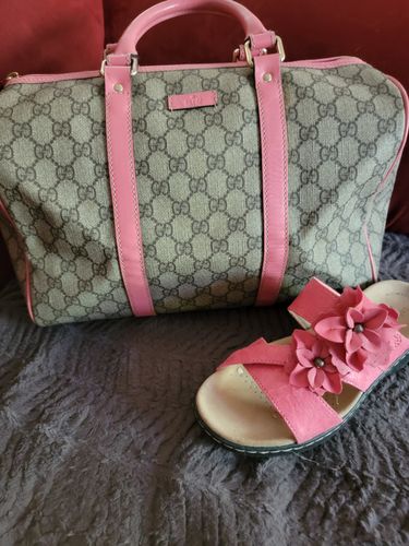 Customer photo review of Preloved GUCCI Boston GG Coral Pink Joy Supreme Coated Canvas Satchel HandBag 032722