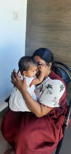 Customer photo review of Cream & Maroon Floral Maxi