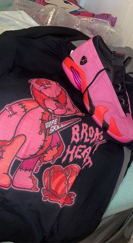 Customer photo review of Broken Heart Unisex Shirt Match Jordan 14 Low "Shocking Pink"