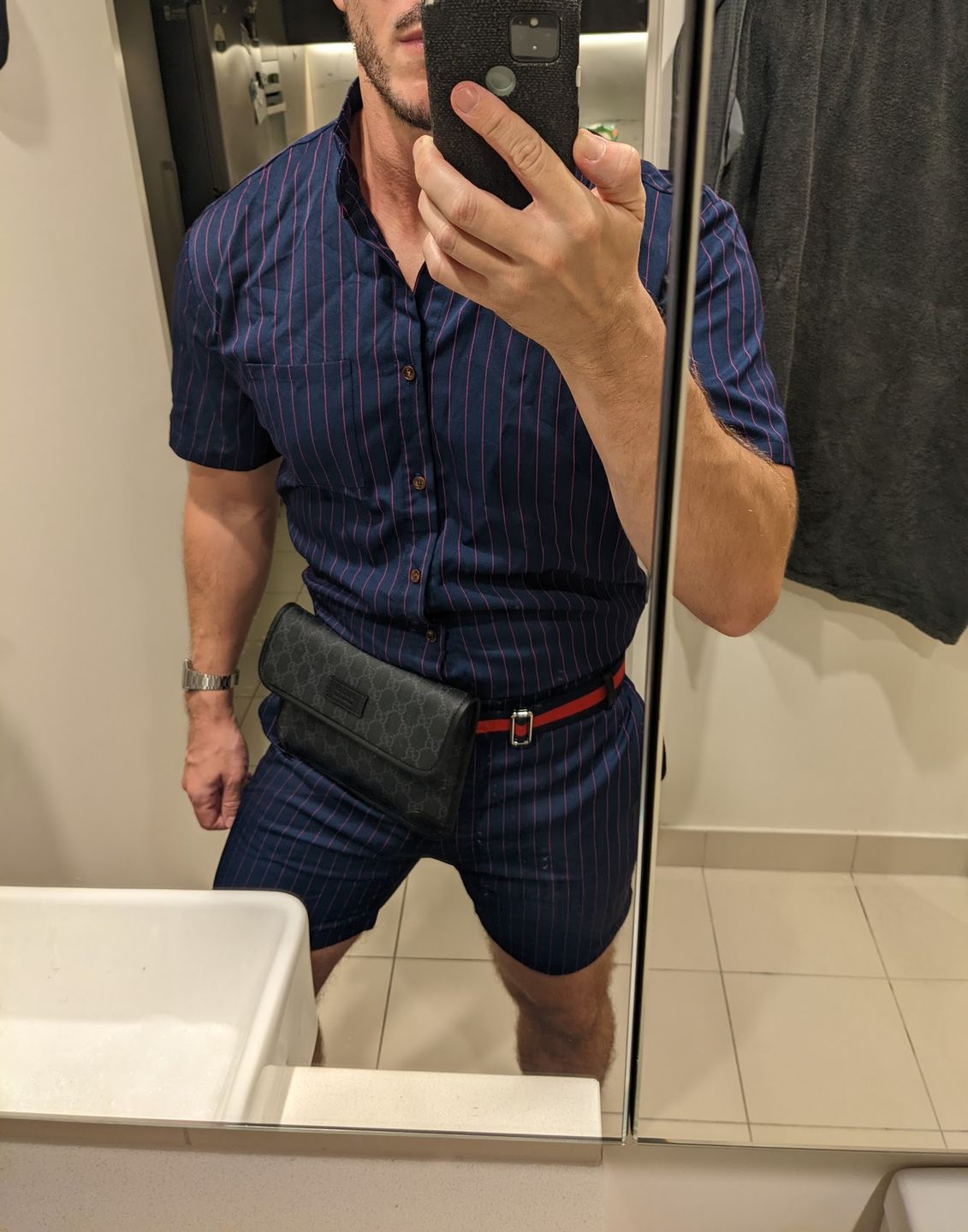 Customer photo review of Navy Chateaux Romper (PRE ORDER)