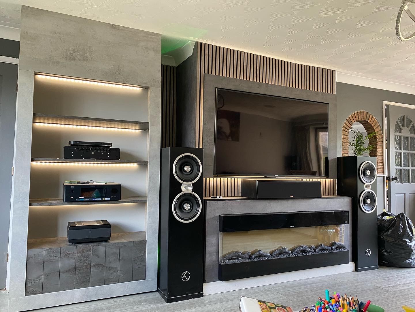 Customer photo review of SlatWall Acoustic Grey Oak