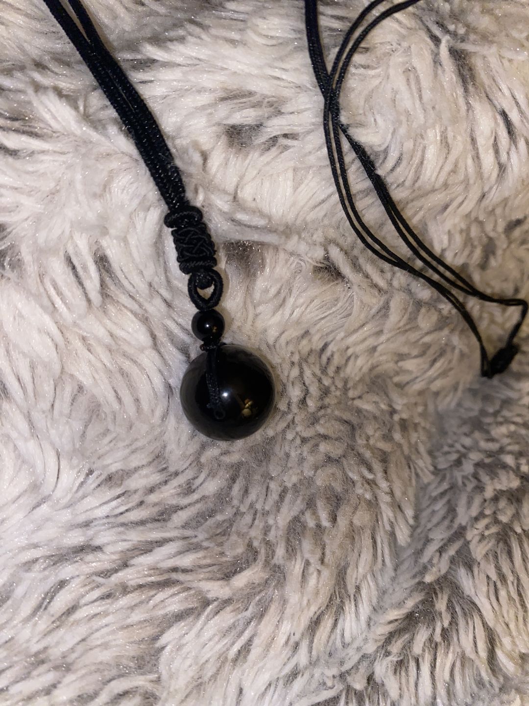 Customer photo review of Obsidian Stone Necklace