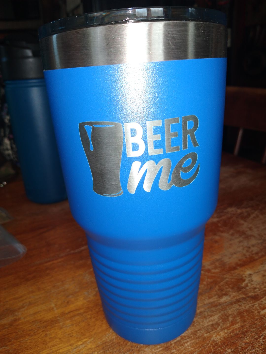 Customer photo review of Beer Me Engraved Tumbler