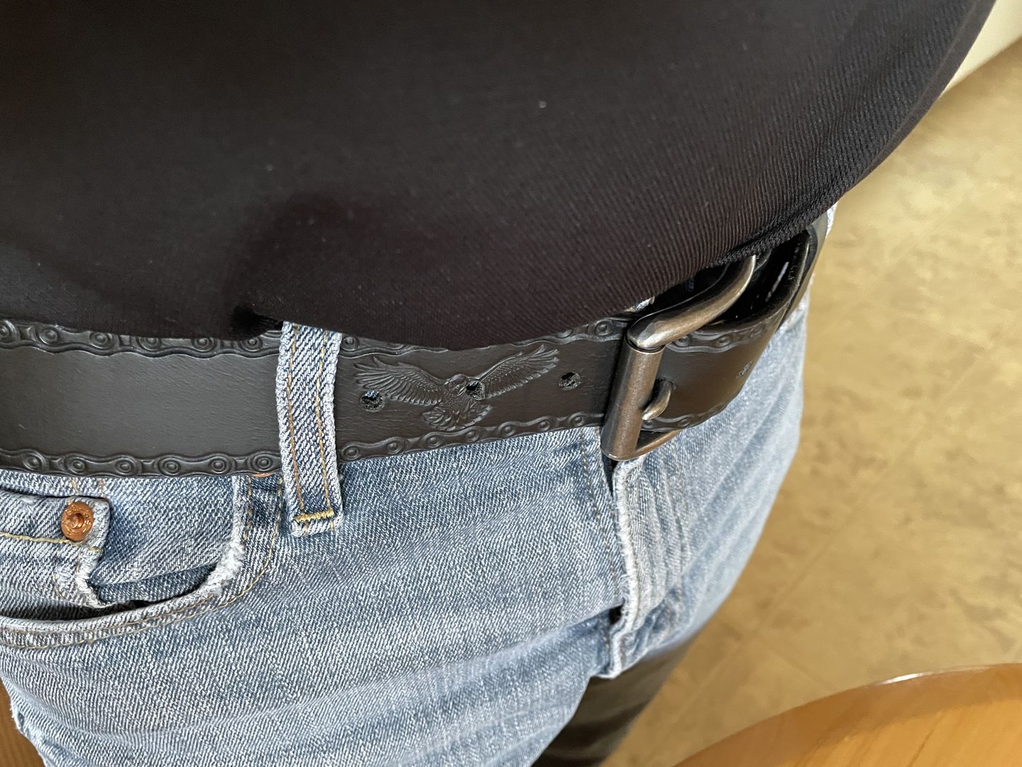 Customer photo review of The Eagle Belt- Black Embossed 100% Real Leather Belt