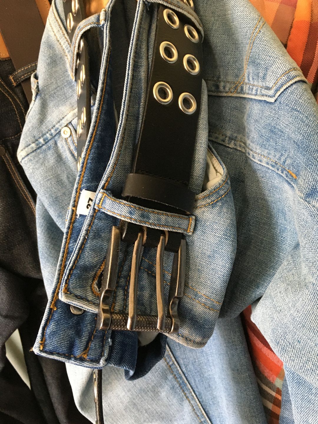 Customer photo review of The Brixton Belt - Black Double Grommet 100 % Full Grain Leather Belt