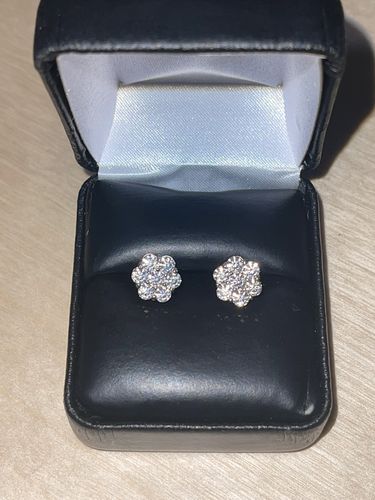 Customer photo review of 1.40 Carat Certified VVS1 Moissanite Cluster Earrings