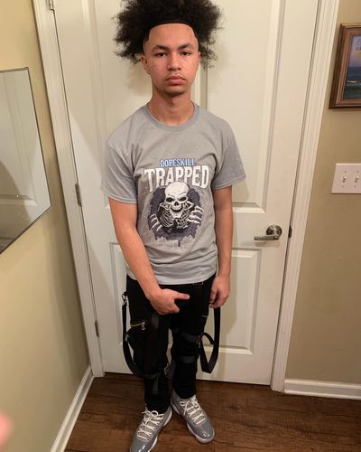 Customer photo review of Jordan 11 Cool Grey DopeSkill Grey T-shirt Paid In Full Graphic