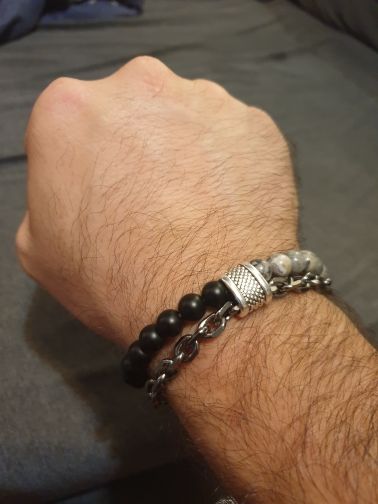 Customer photo review of Jaspis Perlenarmband | Boho | Elegant | Herren
