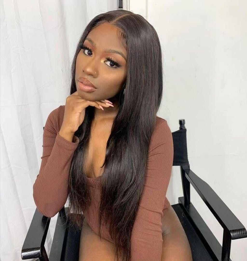 Customer photo review of Wavymy Beginner Friendly Straight V Part Wig No Glue No Sew No Gel Human Hair Wig 180 Density Thin Part Wig