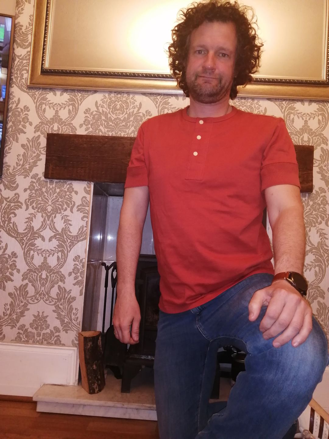 Customer photo review of Vintage Short Sleeve Henley T-Shirt - White