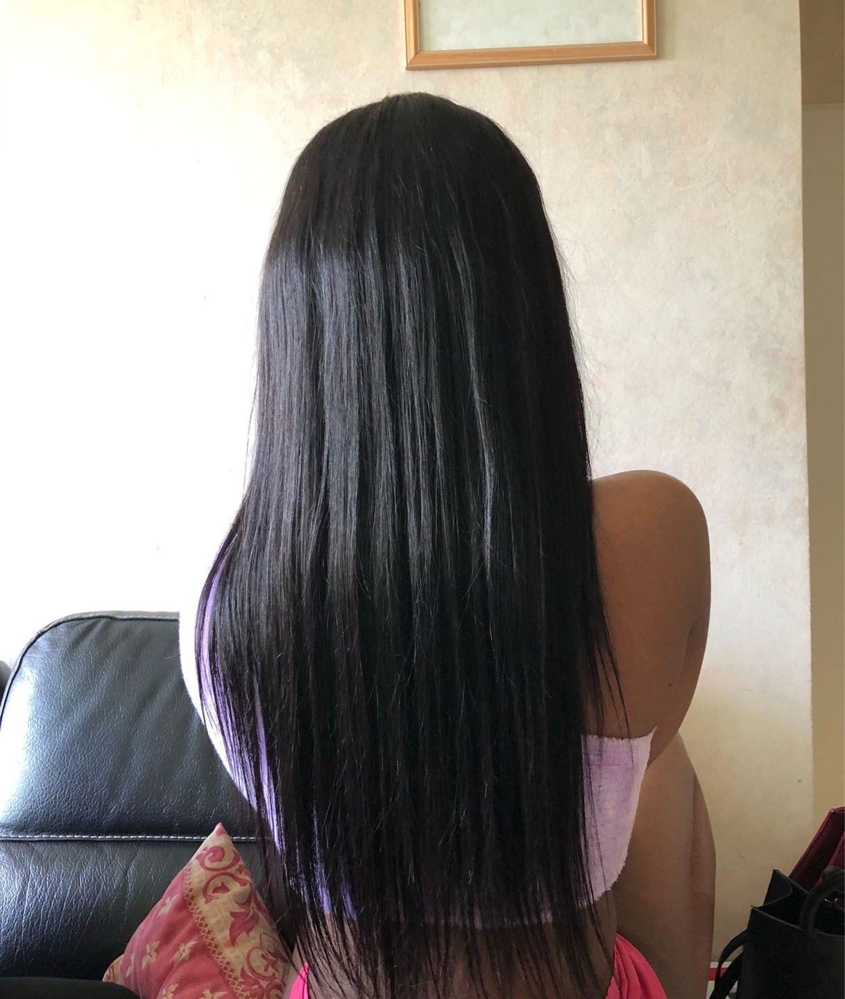 Customer photo review of Wavymy Beginner Friendly Straight V Part Wig No Glue No Sew No Gel Human Hair Wig 180 Density Thin Part Wig
