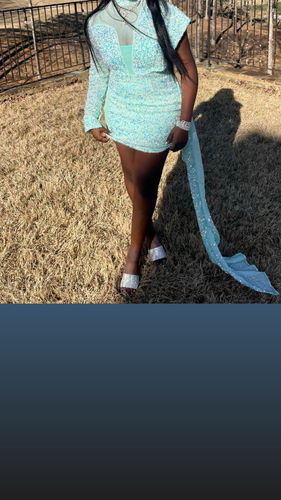 Customer photo review of Sequined Party Cut Out Mini Dress