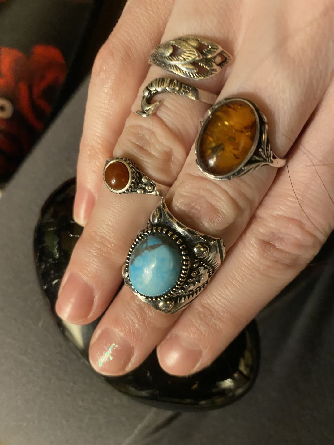Customer photo review of Cherry Crimson Carnelian Ring