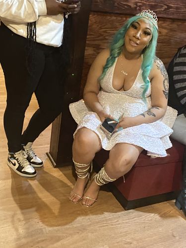 Customer photo review of “Yasmin” iridescent white (MADE TO ORDER)