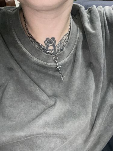 Customer photo review of Dagger Pendant Necklace