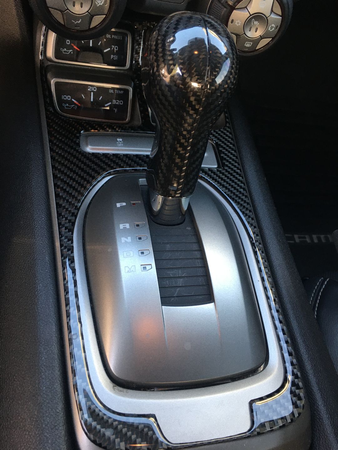 Customer photo review of Carbon Fiber Center Console Overlay for  Chevrolet Camaro 2010-2015