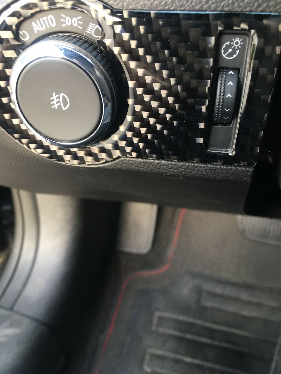 Customer photo review of Carbon Fiber Headlight Switch Button Panel Overlay for Chevrolet Camaro 2010-2015