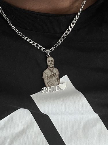 Customer photo review of Lovers Charm™ 18K Custom Engraved Necklace