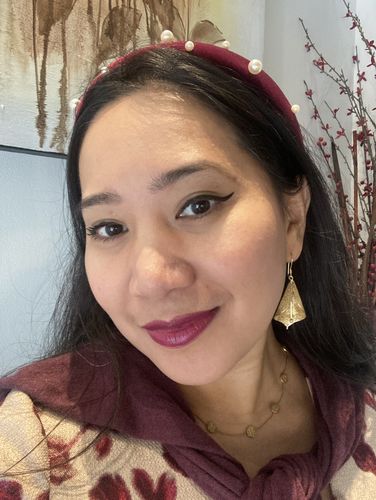 Customer photo review of Liryo Calla Lily Drop Earrings