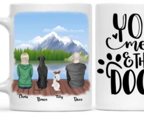 Customer photo review of Couple & Dogs - Life is better with a dog Personalised Mug