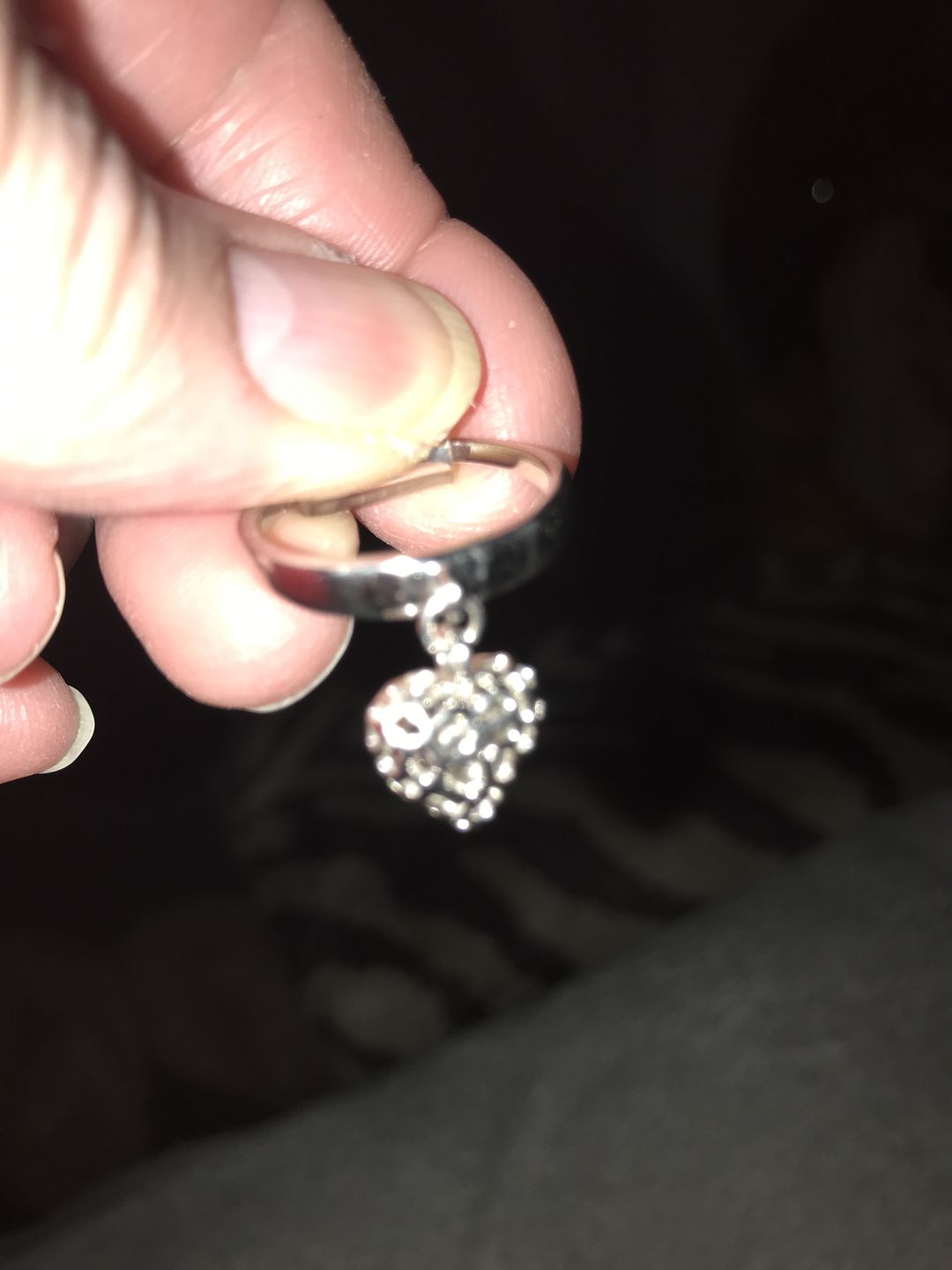 Customer photo review of Angel Heart Charm Ring with Tanzanite