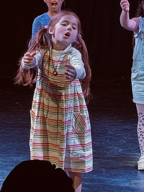 Customer photo review of Rainbow Striped Pinny Dress